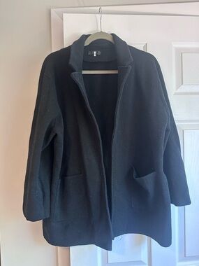 JCREW Women's Black Open-Front Coat Jacket